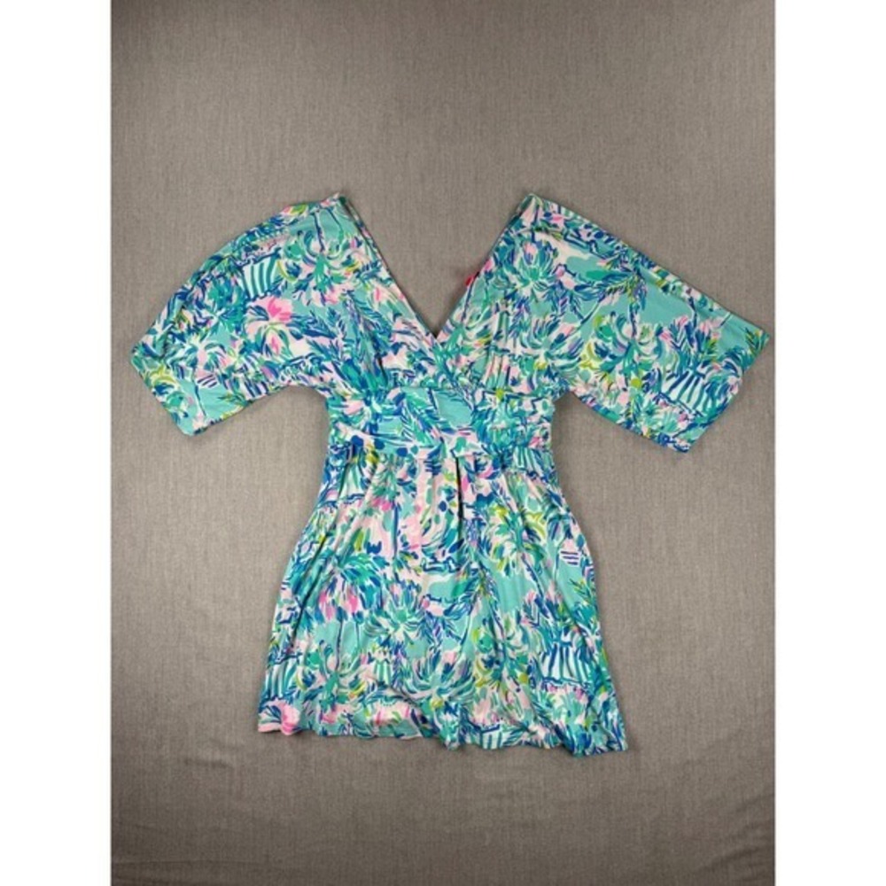 Lilly Pulitzer Parigi Skort Romper Ibiza Cabana Floral Print Blue Pink S 7383‎
